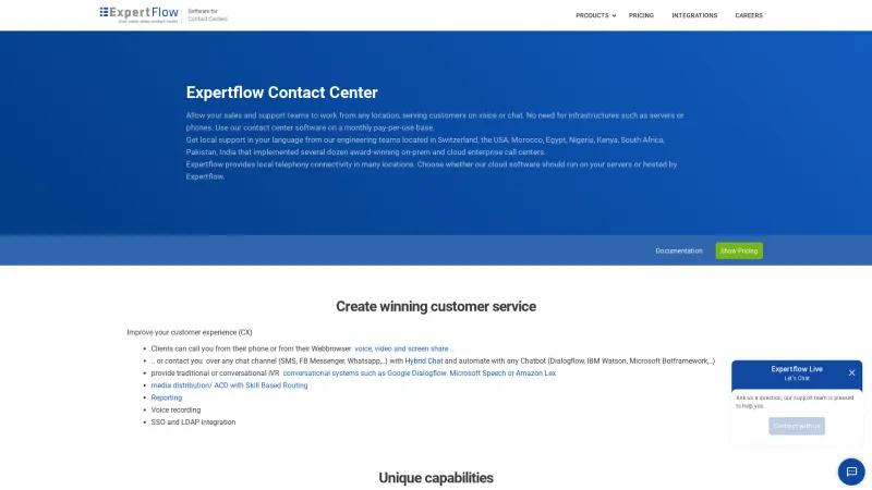 Homepage of Expertflow Contact Center