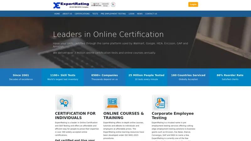 Homepage of ExpertRating