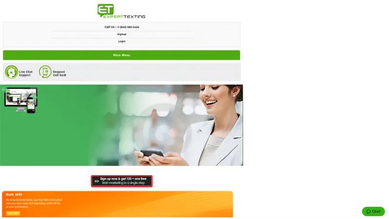 Homepage of Expert Texting