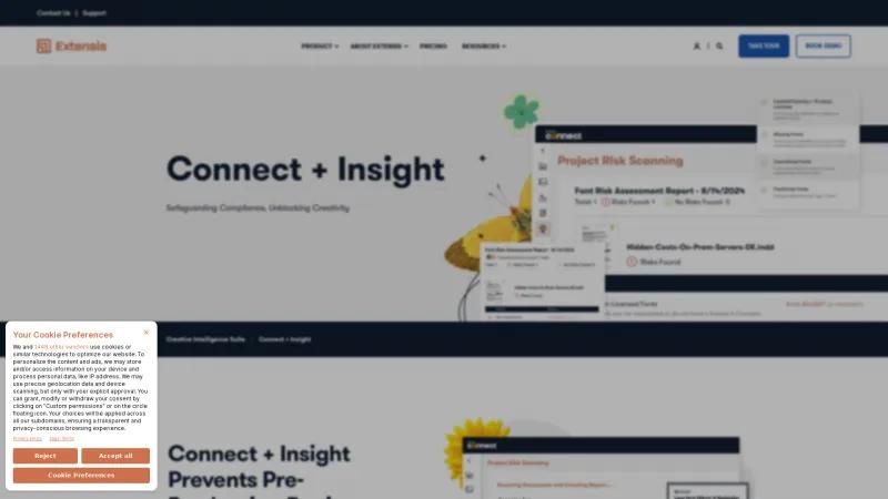 Homepage of Extensis Connect + Insight