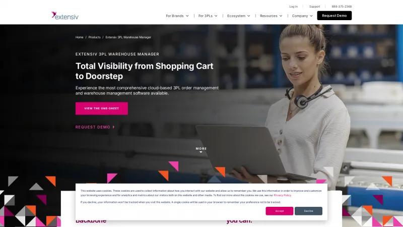 Homepage of Extensiv 3PL Warehouse Manager