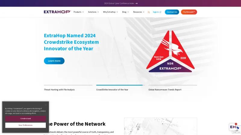 Homepage of ExtraHop