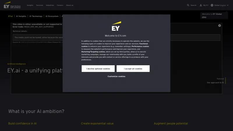 Homepage of EY.ai