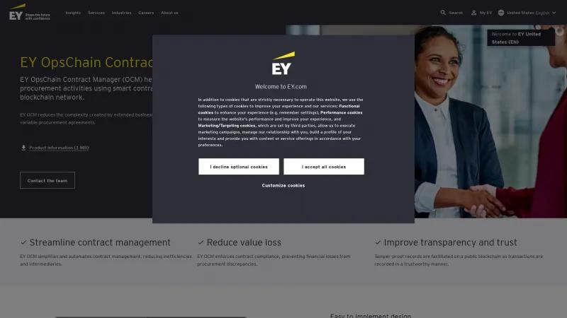 Homepage of EY OpsChain Contract Manager