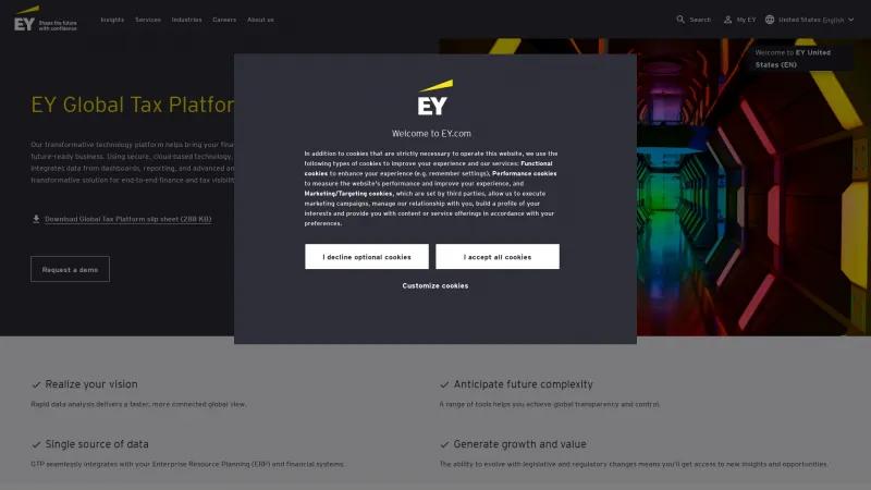 Homepage of EY Global Tax Platform