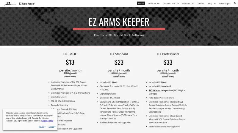 Homepage of EZ Arms Keeper