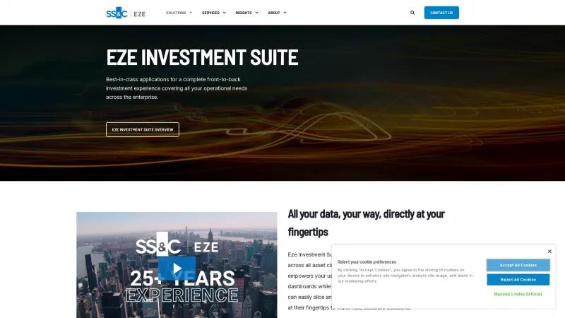 Homepage of Eze Investment Suite