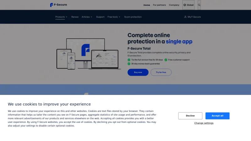 Homepage of F-Secure TOTAL