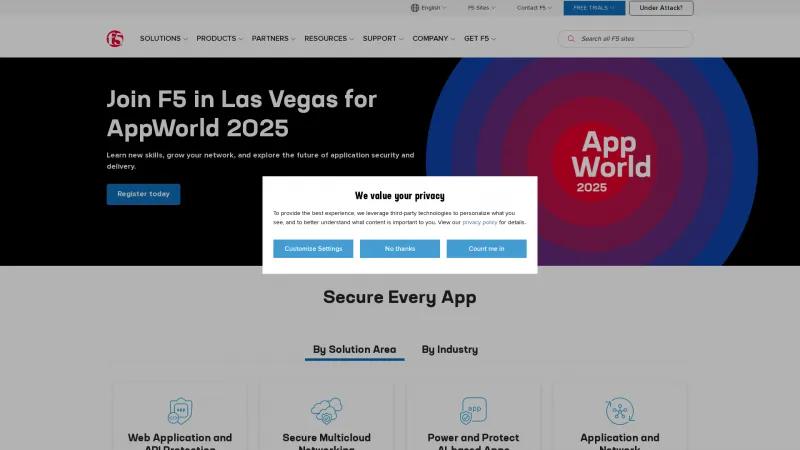 Homepage of F5 Application Security