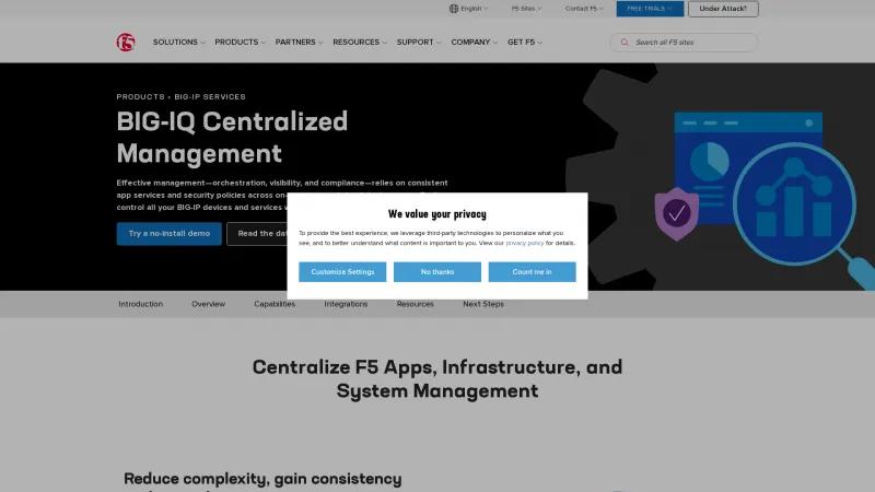 Homepage of F5 BIG-IQ Centralized Management