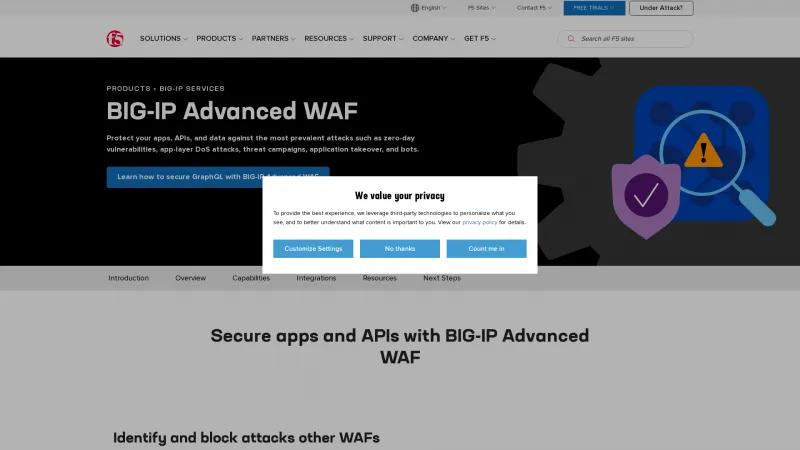 Homepage of F5 Advanced WAF