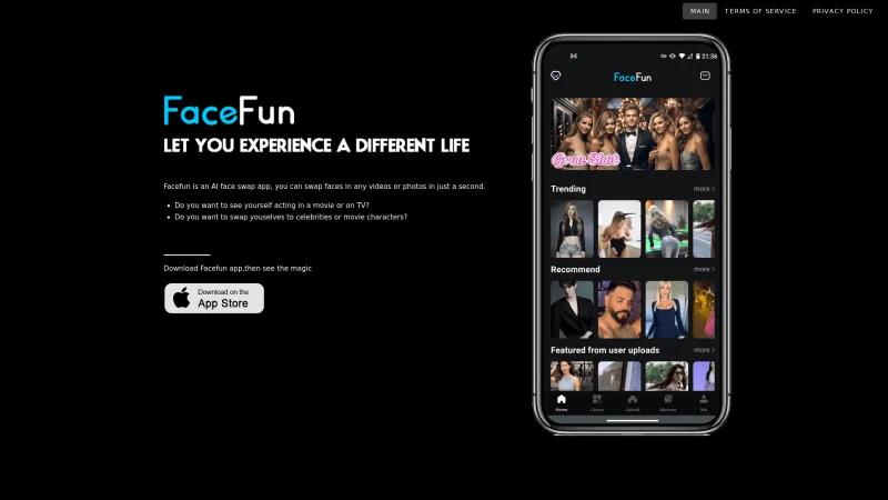 Homepage of FaceFun