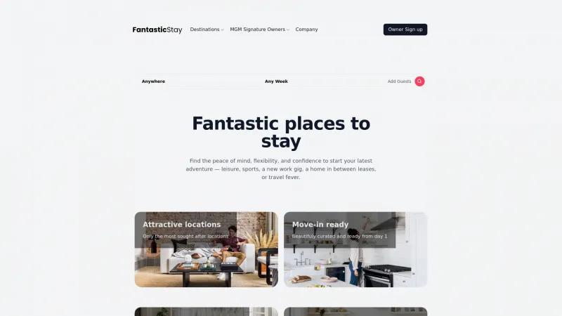 Homepage of FantasticStay