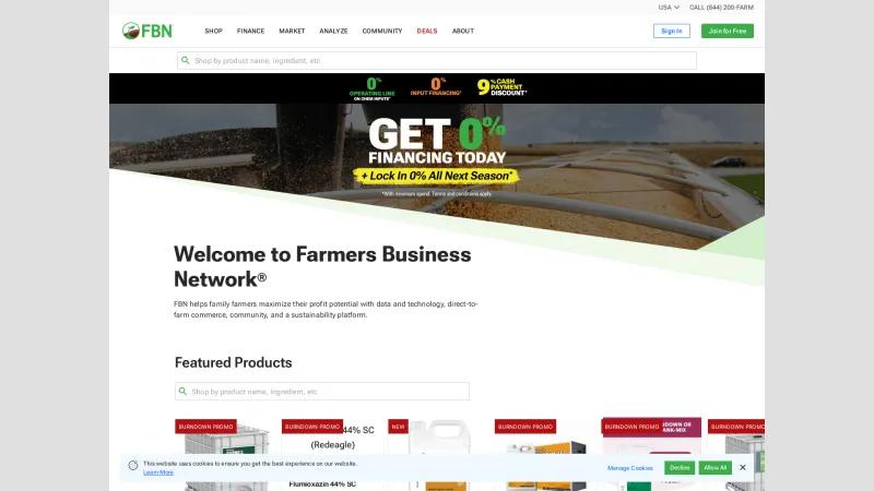 Homepage of Farmers Business Network