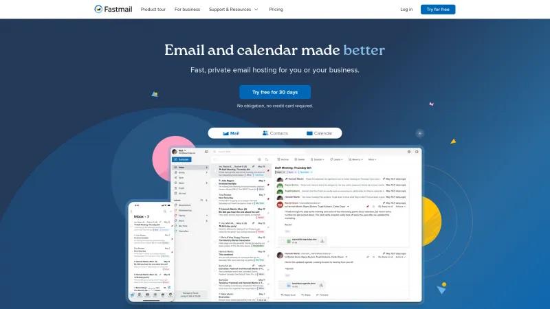 Homepage of Fastmail