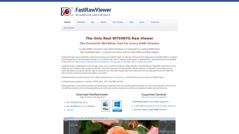 Homepage of FastRawViewer