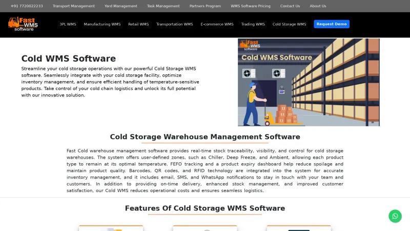 Homepage of Fast Cold Storage WMS