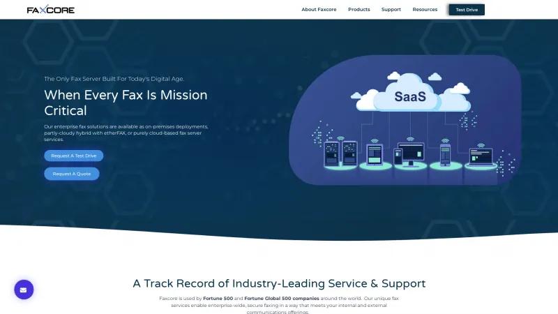 Homepage of FaxCore