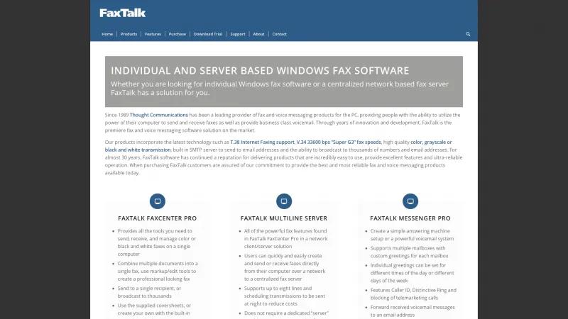 Homepage of FaxTalk FaxCenter Pro