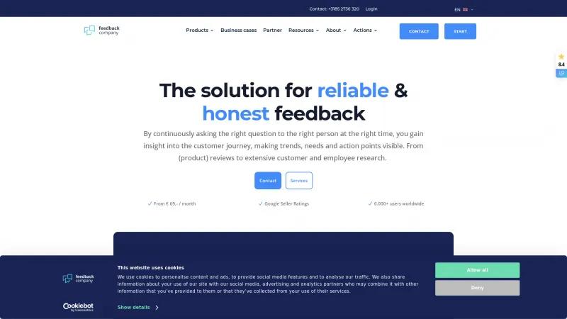 Homepage of Feedback Company