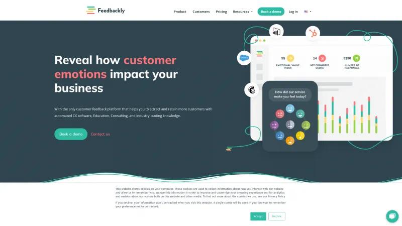 Homepage of Feedbackly