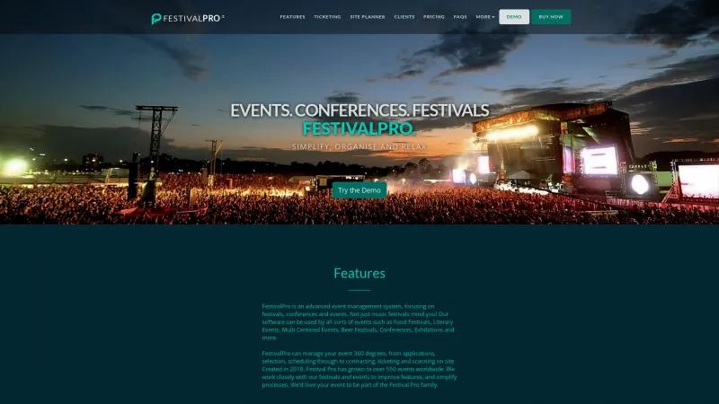 Homepage of FestivalPro