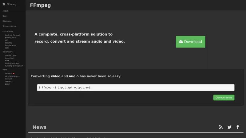 Homepage of FFmpeg