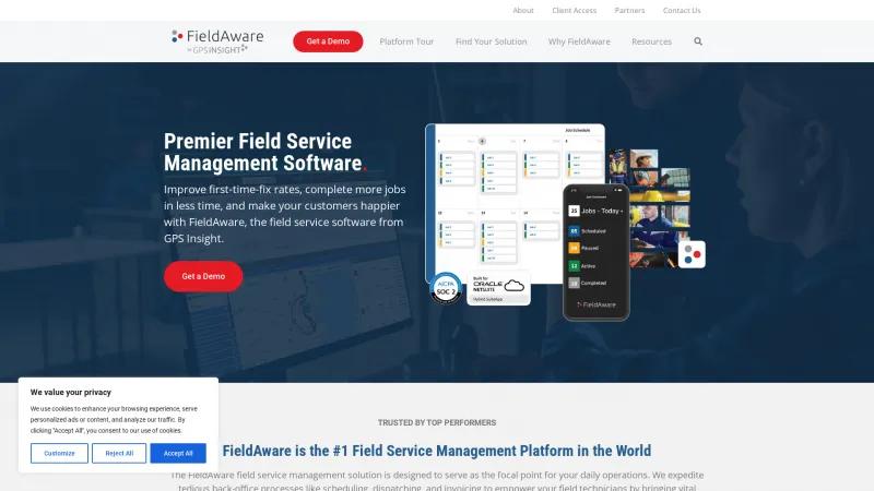 Homepage of FieldAware