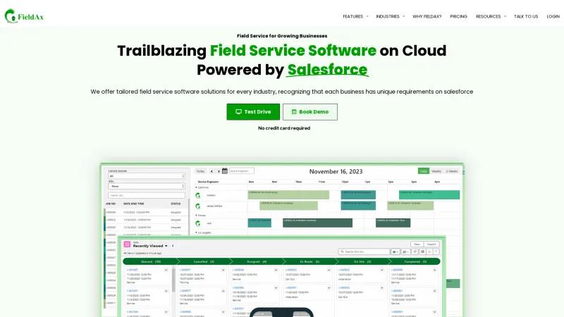 Homepage of FieldAx