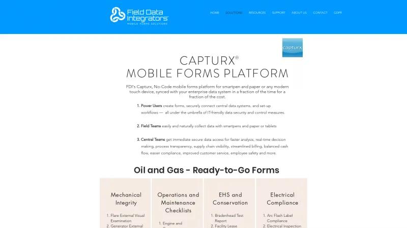 Homepage of Capturx