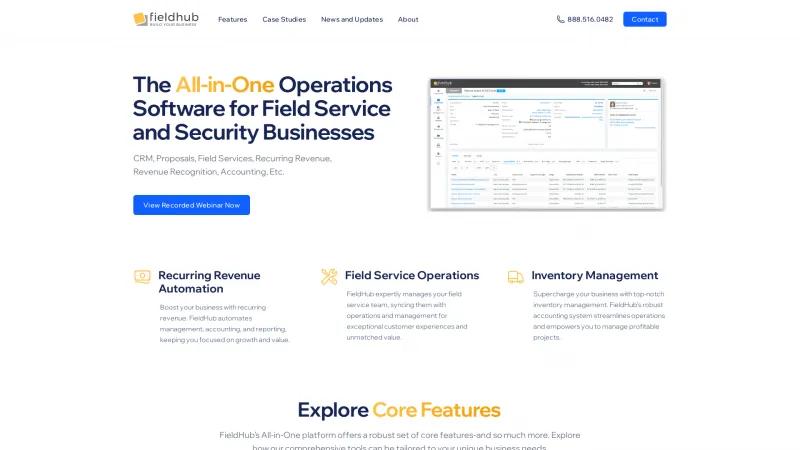 Homepage of FieldHub