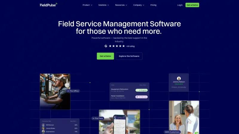 Homepage of FieldPulse