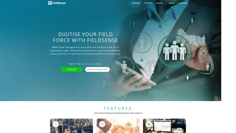 Homepage of FieldSense