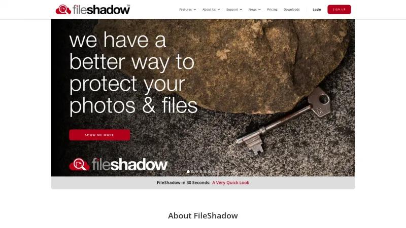 Homepage of FileShadow