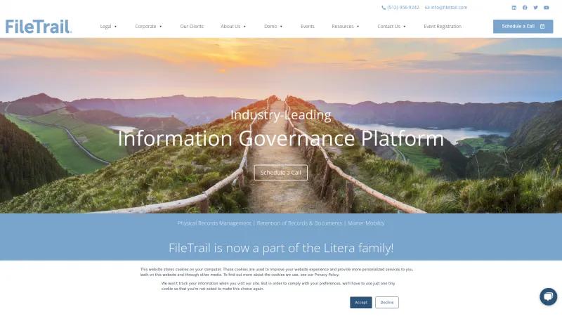 Homepage of FileTrail Records Management