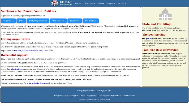 Homepage of Filpac