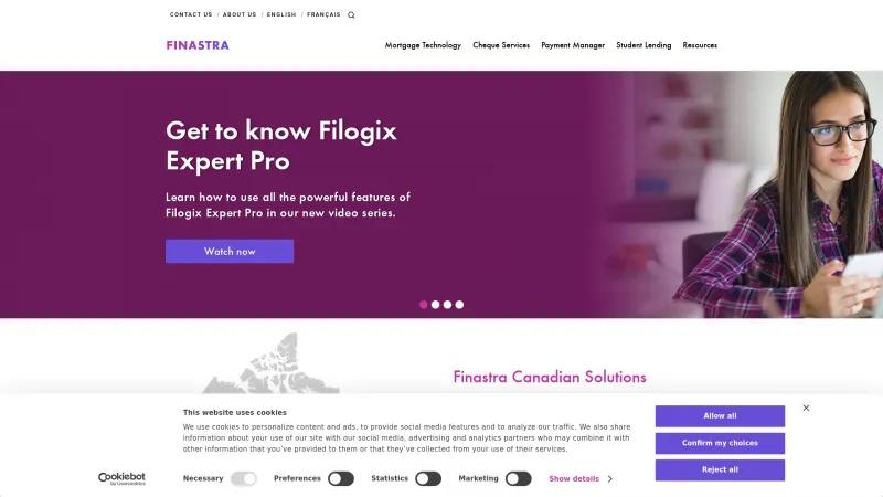 Homepage of Filogix