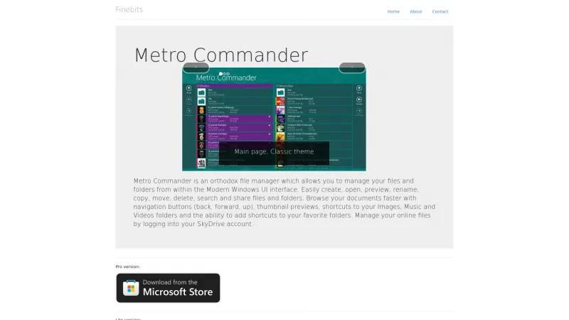 Homepage of Metro Commander