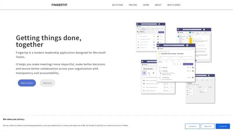 Homepage of Fingertip