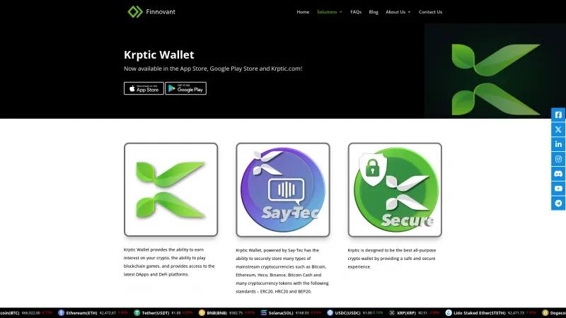 Homepage of Krptic Wallet