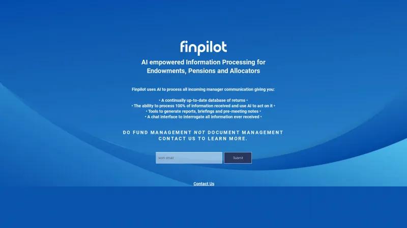 Homepage of Finpilot