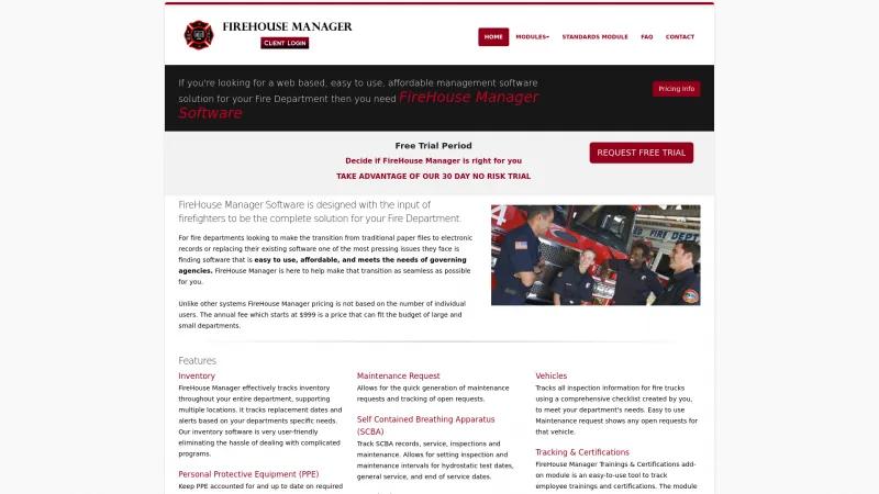 Homepage of FireHouse Manager