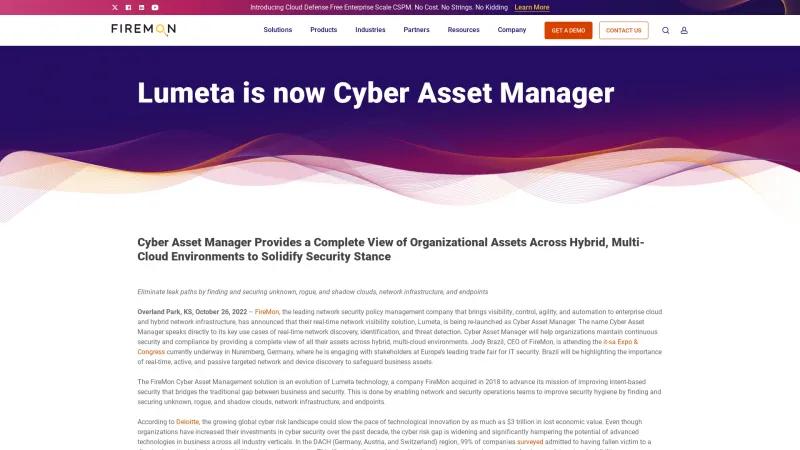 Homepage of Lumeta