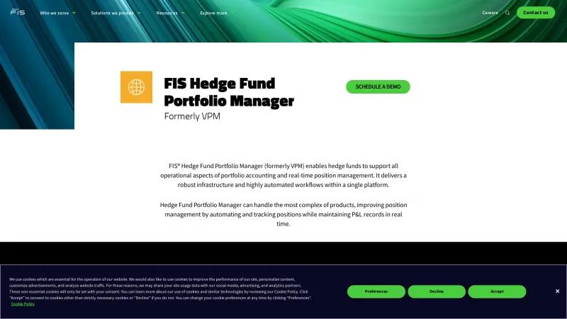 Homepage of FIS Hedge Fund Portfolio Manager