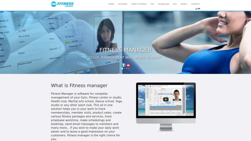 Homepage of Fitness Manager