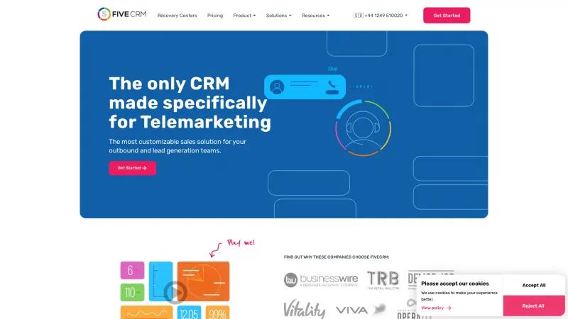 Homepage of FiveCRM