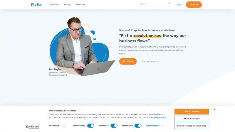 Homepage of Fixflo