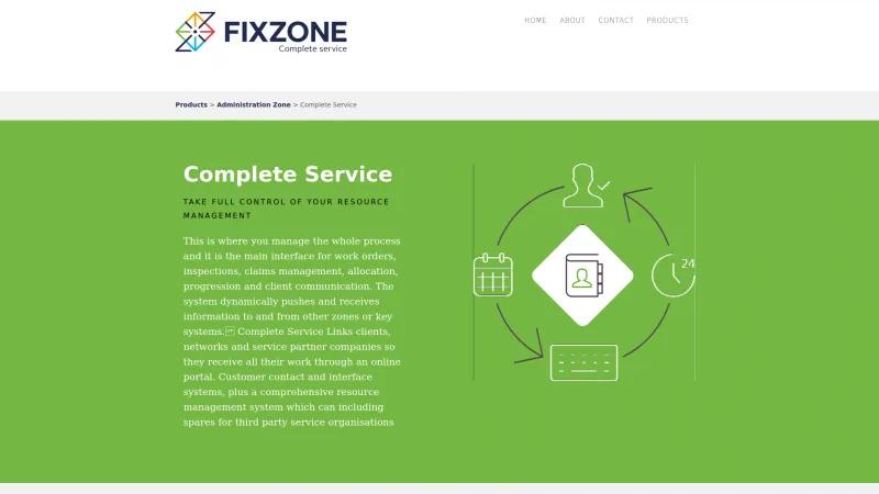 Homepage of Fixzone Complete Service