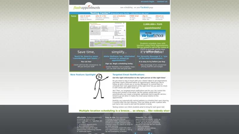 Homepage of Flash Appointments