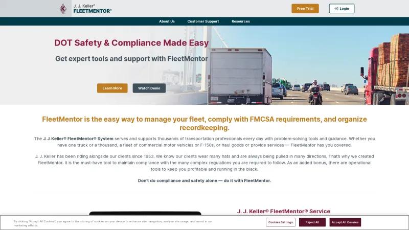 Homepage of FleetMentor